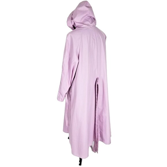 Vintage ICI by Bonders Purple Trench Coat Button Up w/ Hood Lightweight Jacket - Picture 7 of 10